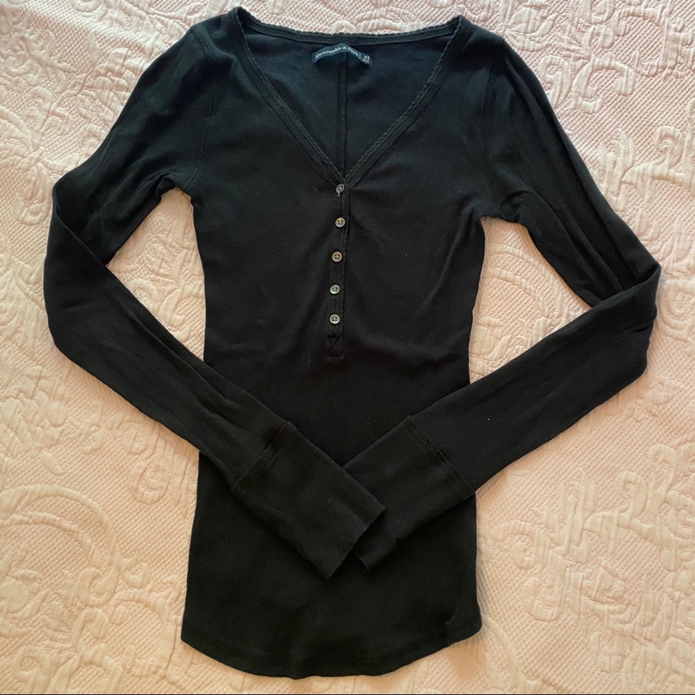 Abercrombie Black Cotton Henley